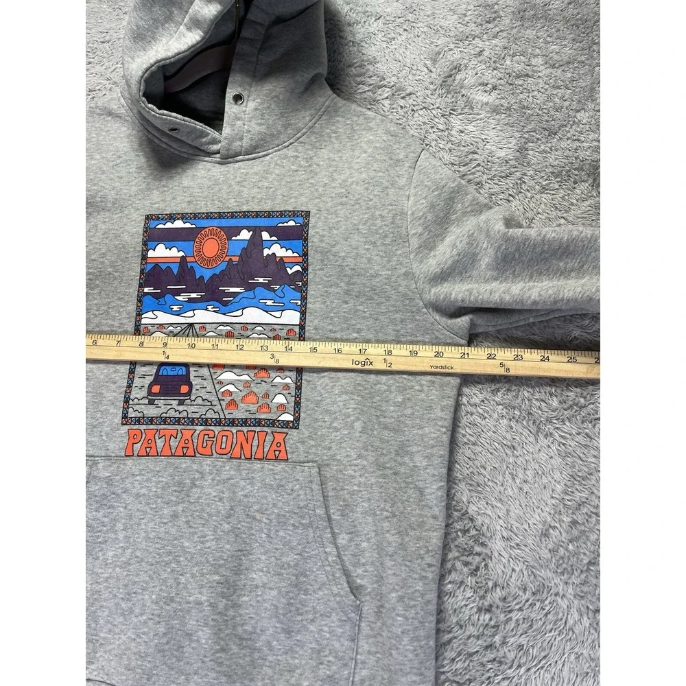 Patagonia Mens Small Summit Road Gray Hoodie Sweatshirt Fleece Graphic - Picture 7 of 8